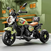 6V Battery YAHAHA Bike rideon | Music, LED Lights | Manual Control | Battery-Operated Ride-On Bike with Backrest for Boys & Girls Aged 1-5 Years (Yamaha, Olive Green)